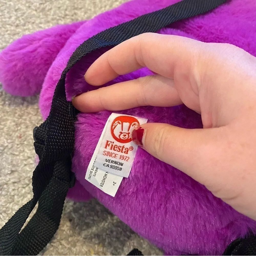 Fiesta Purple Monstered Plush Backpack Book Bag Stuffed Kids